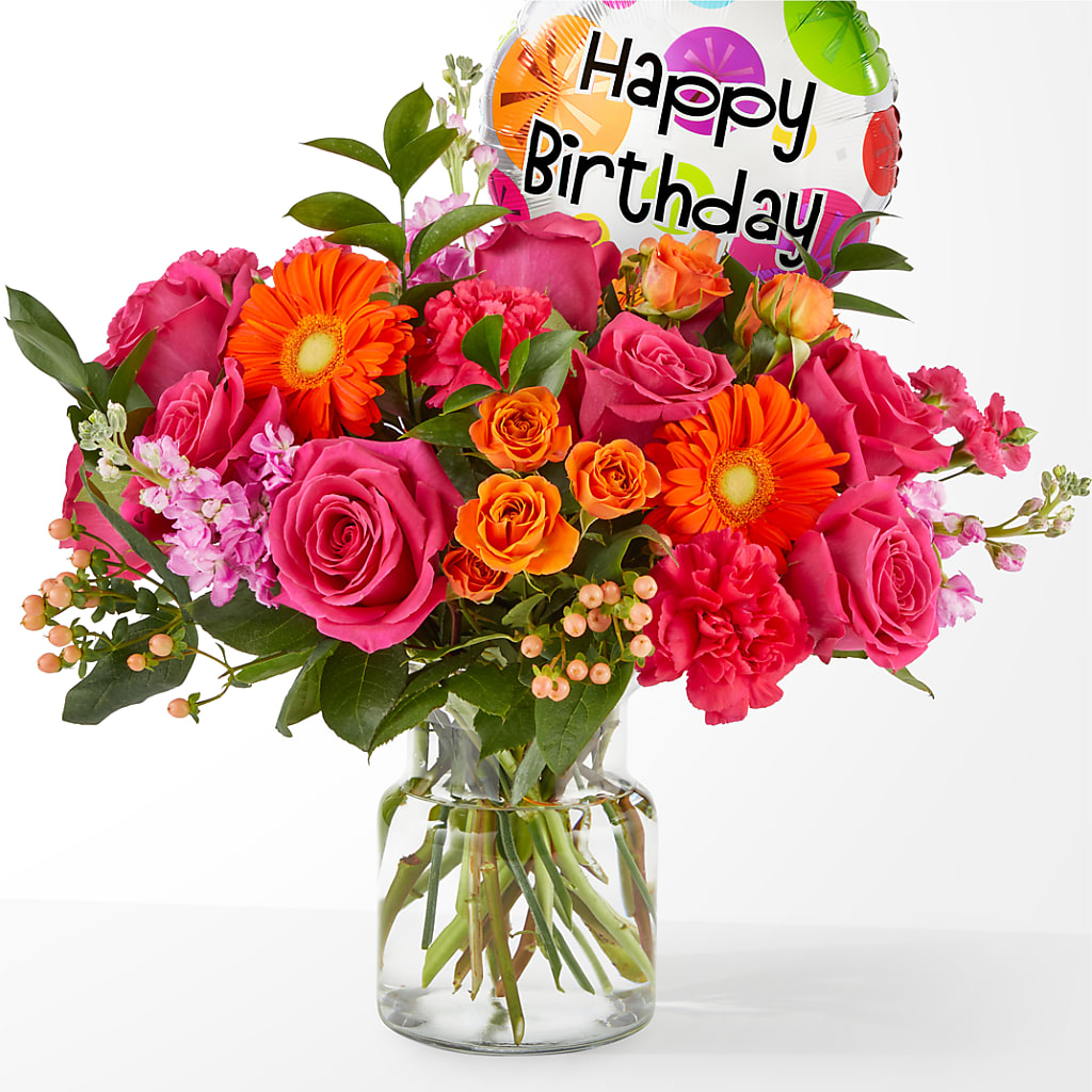 Fiesta Bouquet with Birthday Balloon – DIGIORGIO'S FLORIST, Charleroi PA