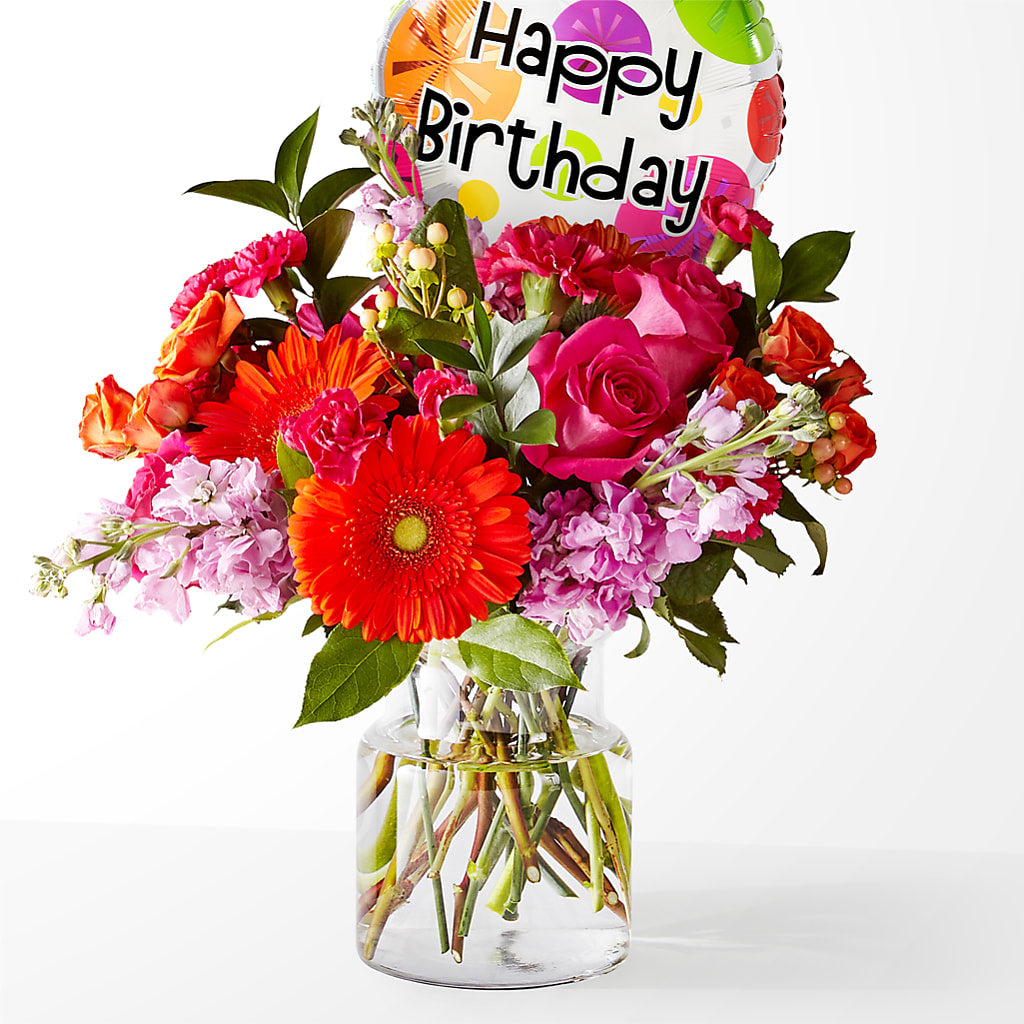 Fiesta Bouquet with Birthday Balloon – DIGIORGIO'S FLORIST, Charleroi PA