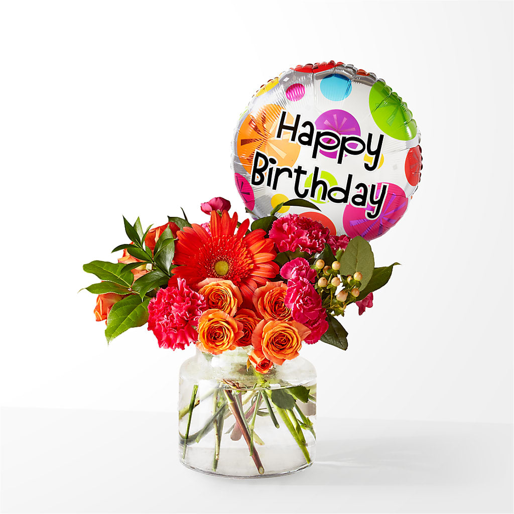 Fiesta Bouquet with Birthday Balloon – DIGIORGIO'S FLORIST, Charleroi PA