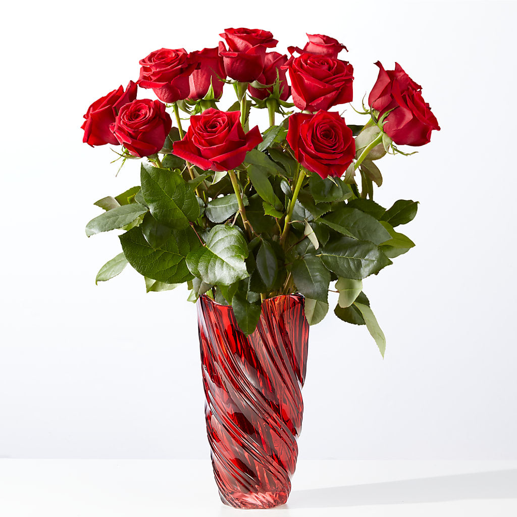 Classic Love Red Rose Bouquet with Luxe Swirl Vase – DIGIORGIO'S FLORIST, Charleroi PA